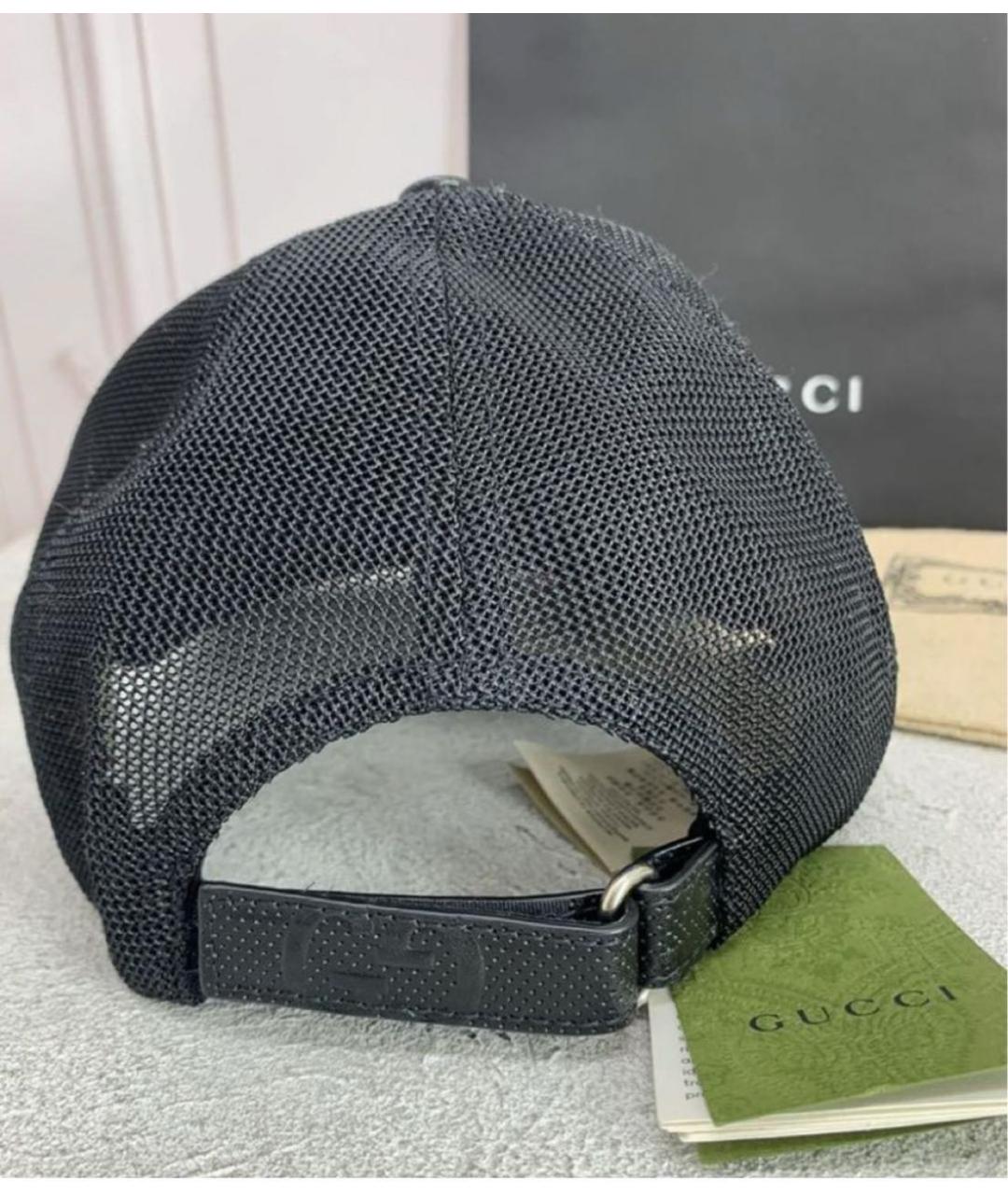 GUCCI Черная кожаная кепка/бейсболка, фото 4