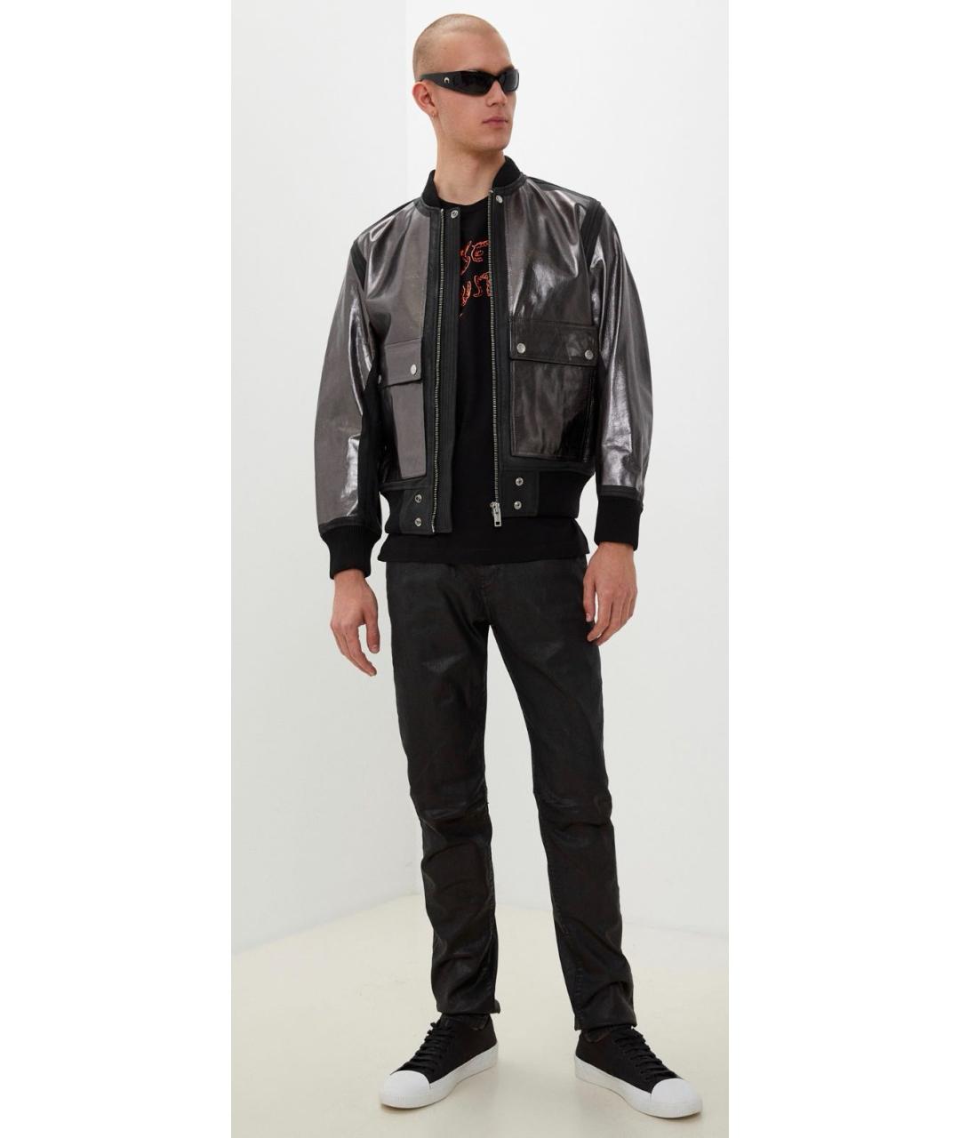DIESEL Серебряная кожаная куртка, фото 7