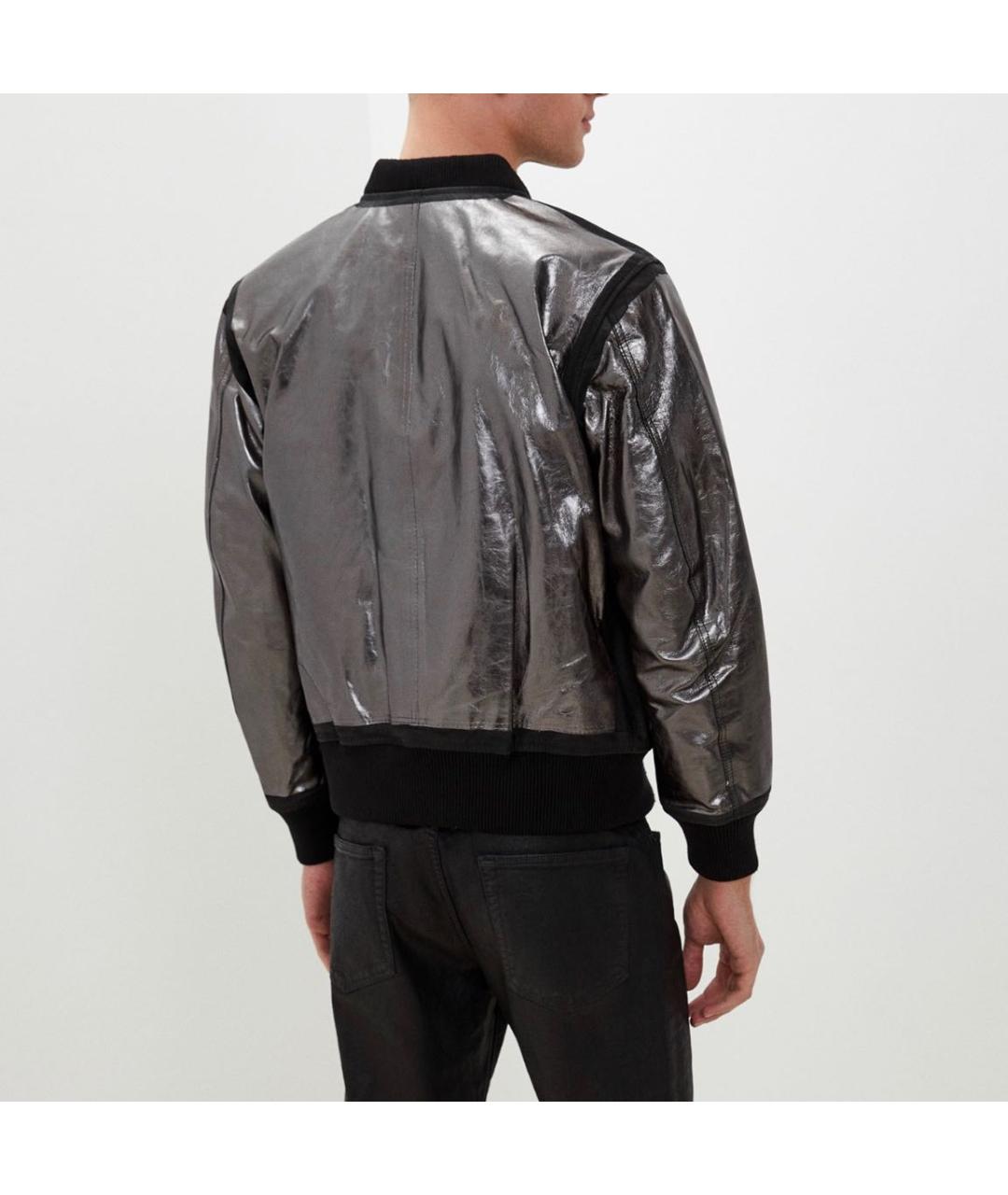 DIESEL Серебряная кожаная куртка, фото 2