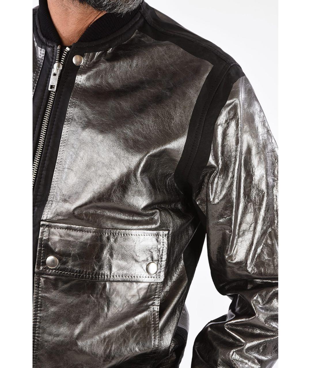 DIESEL Серебряная кожаная куртка, фото 4