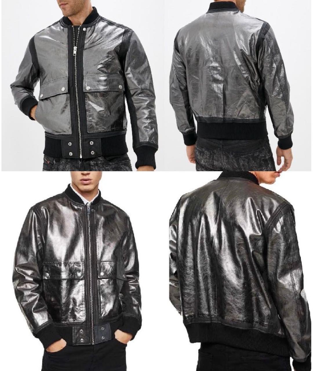 DIESEL Серебряная кожаная куртка, фото 6