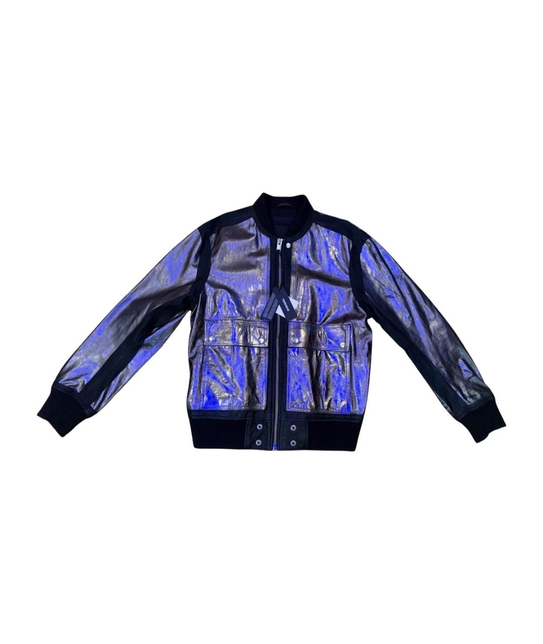 DIESEL Серебряная кожаная куртка, фото 1