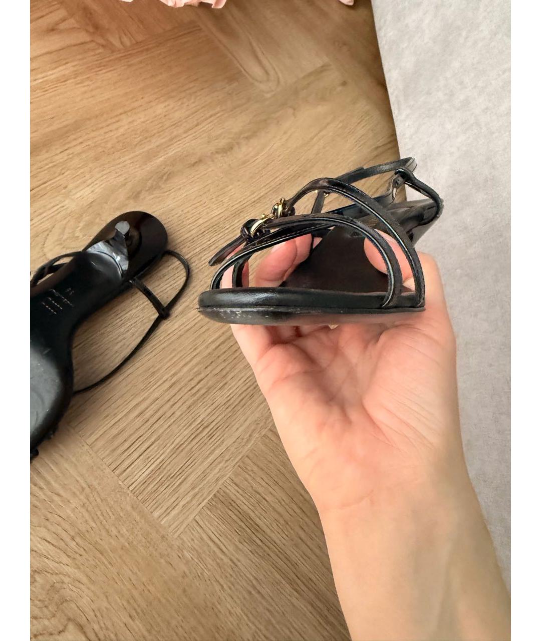 MIU MIU Черные босоножки из лакированной кожи, фото 6