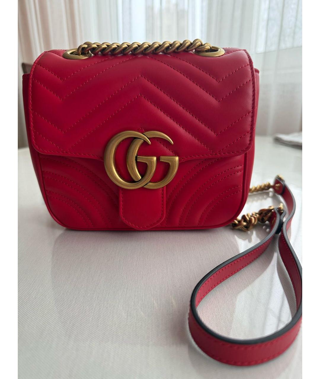 GUCCI Красная кожаная сумка через плечо, фото 9