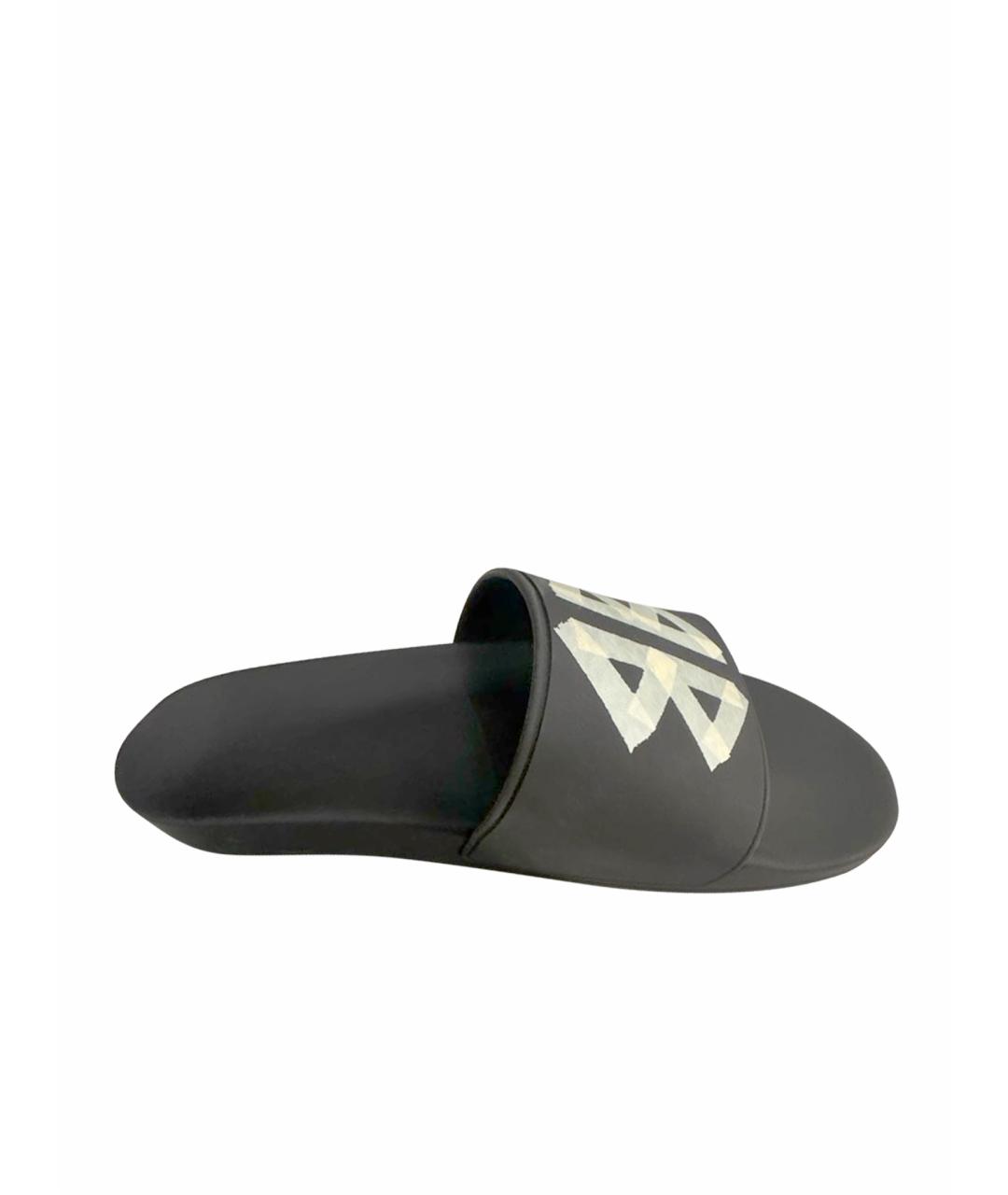 BALENCIAGA Антрацитовые резиновые шлепанцы, фото 1