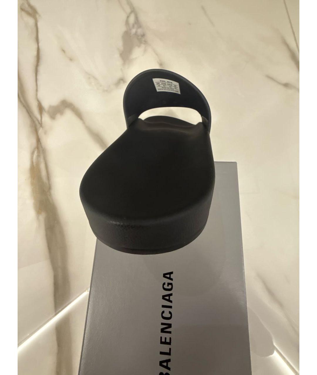 BALENCIAGA Антрацитовые резиновые шлепанцы, фото 3