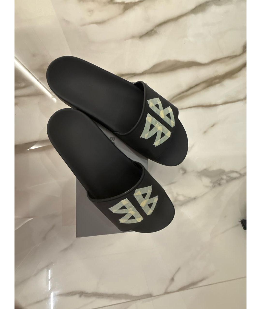 BALENCIAGA Антрацитовые резиновые шлепанцы, фото 2