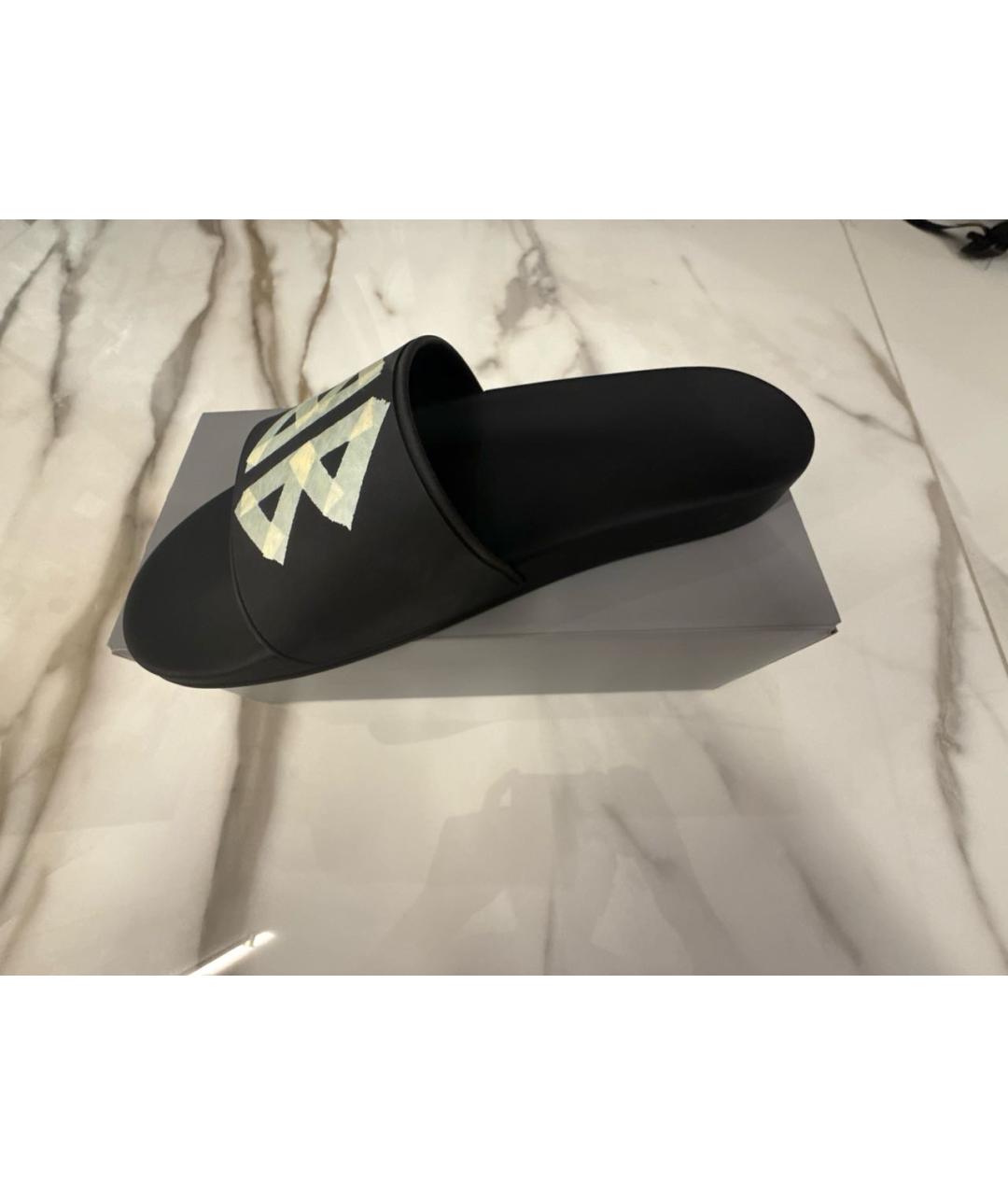 BALENCIAGA Антрацитовые резиновые шлепанцы, фото 4