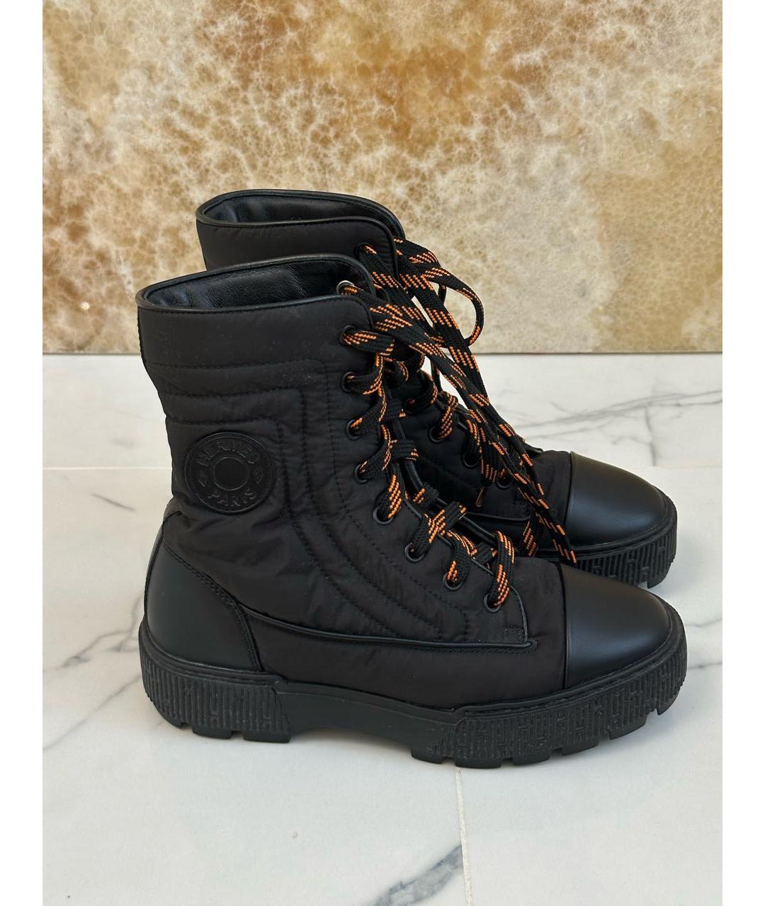 HERMES Черные текстильные ботинки, фото 8