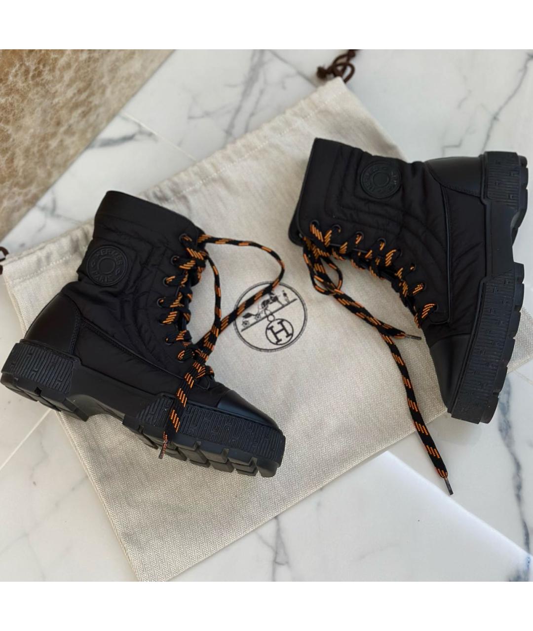 HERMES Черные текстильные ботинки, фото 6