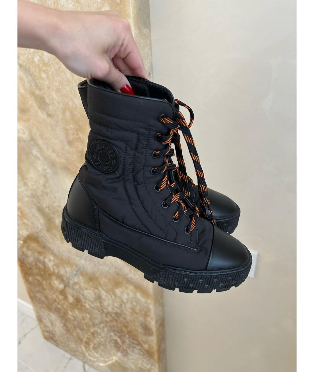 HERMES Черные текстильные ботинки, фото 2