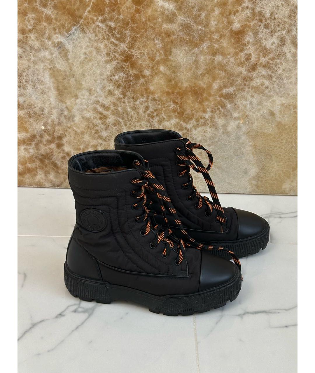 HERMES Черные текстильные ботинки, фото 3