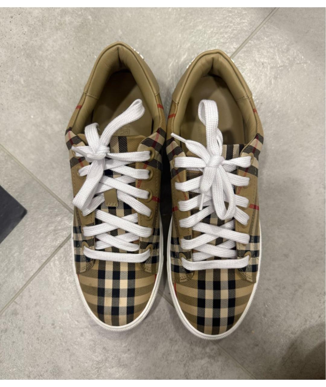 BURBERRY Бежевые кожаные кеды, фото 3