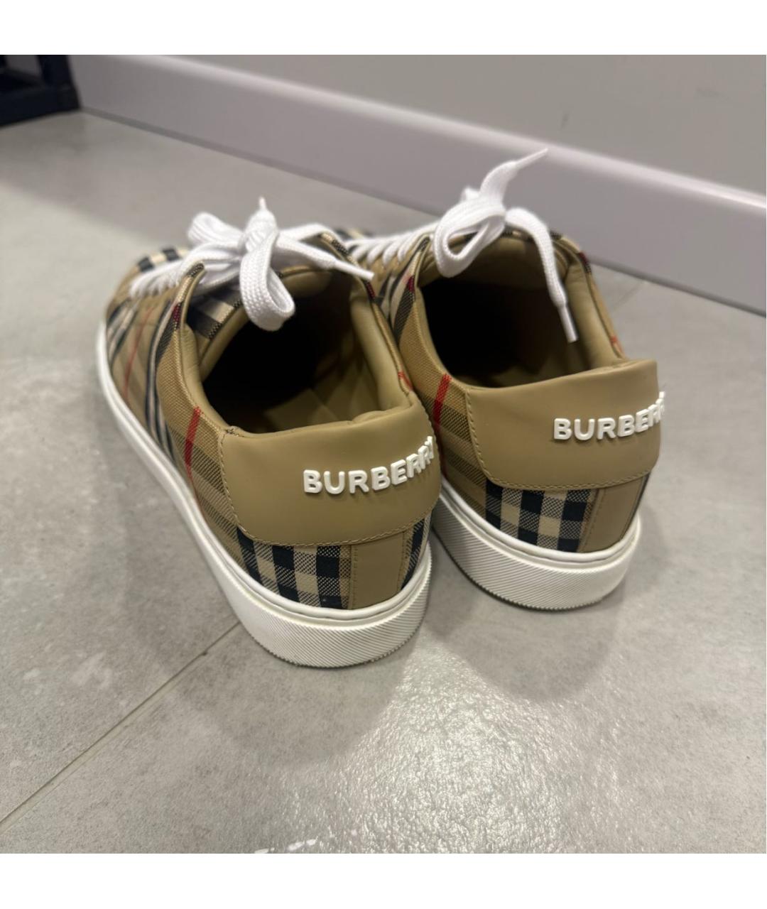 BURBERRY Бежевые кожаные кеды, фото 2