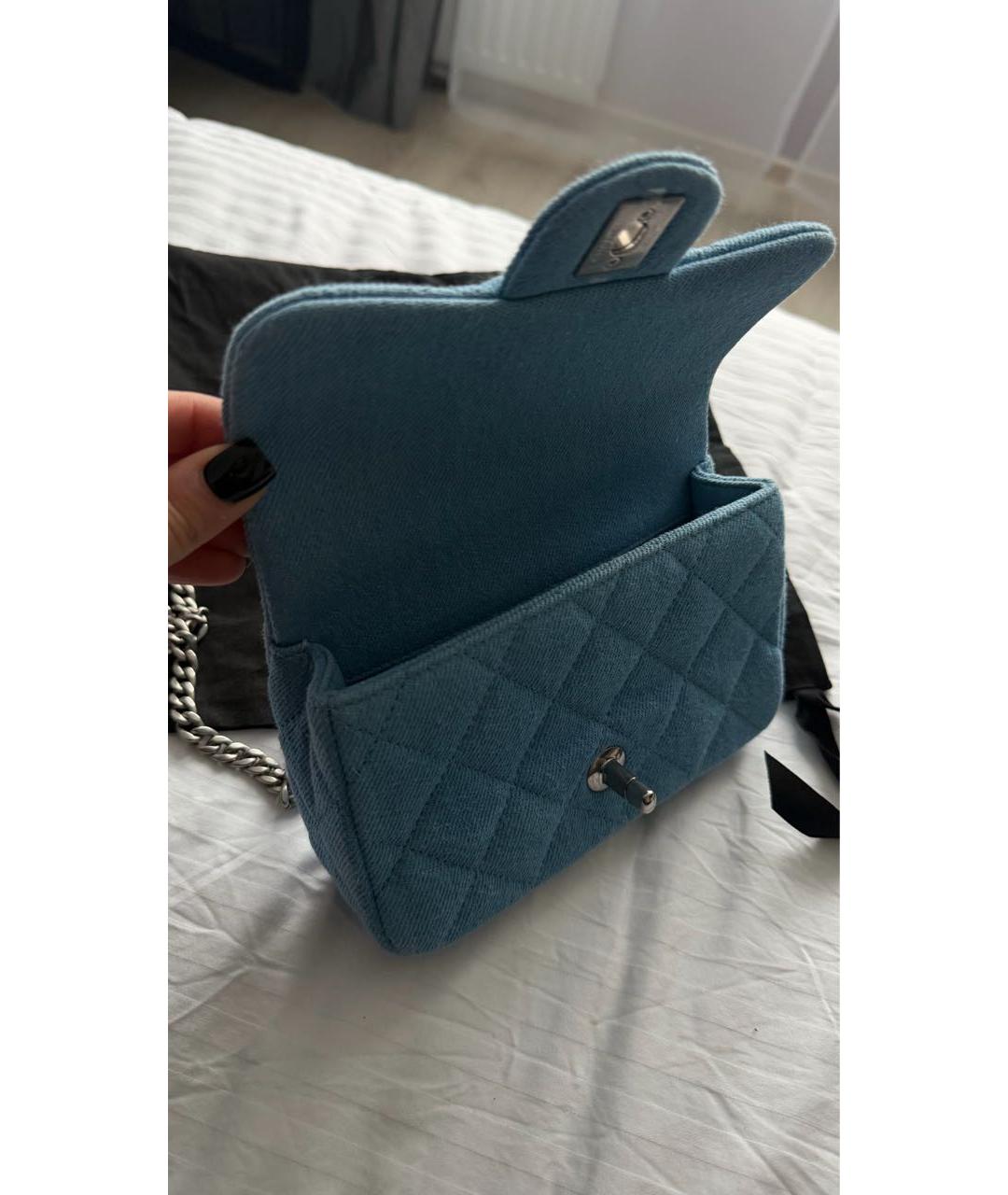 CHANEL Голубая деним сумка через плечо, фото 4