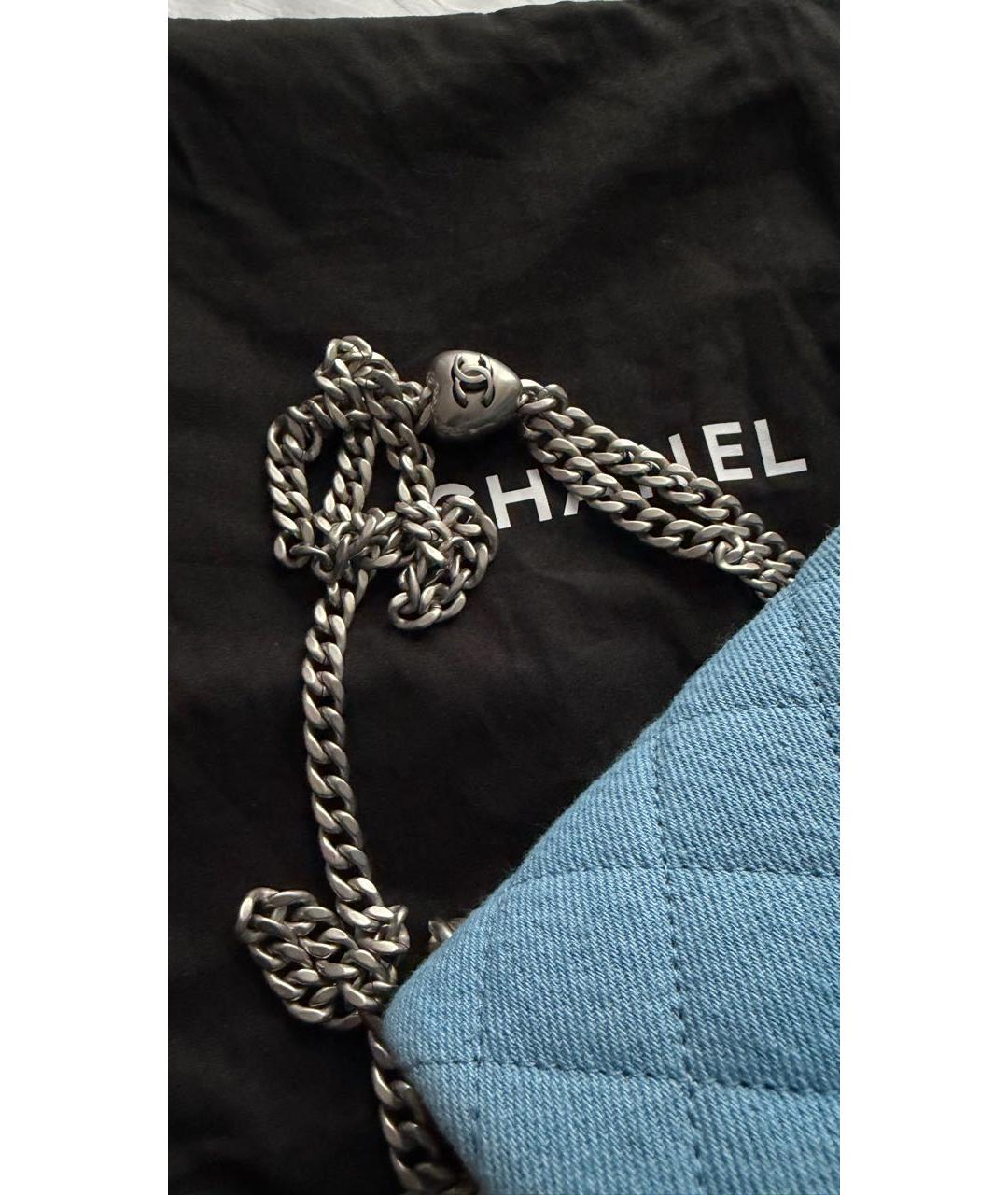 CHANEL Голубая деним сумка через плечо, фото 6