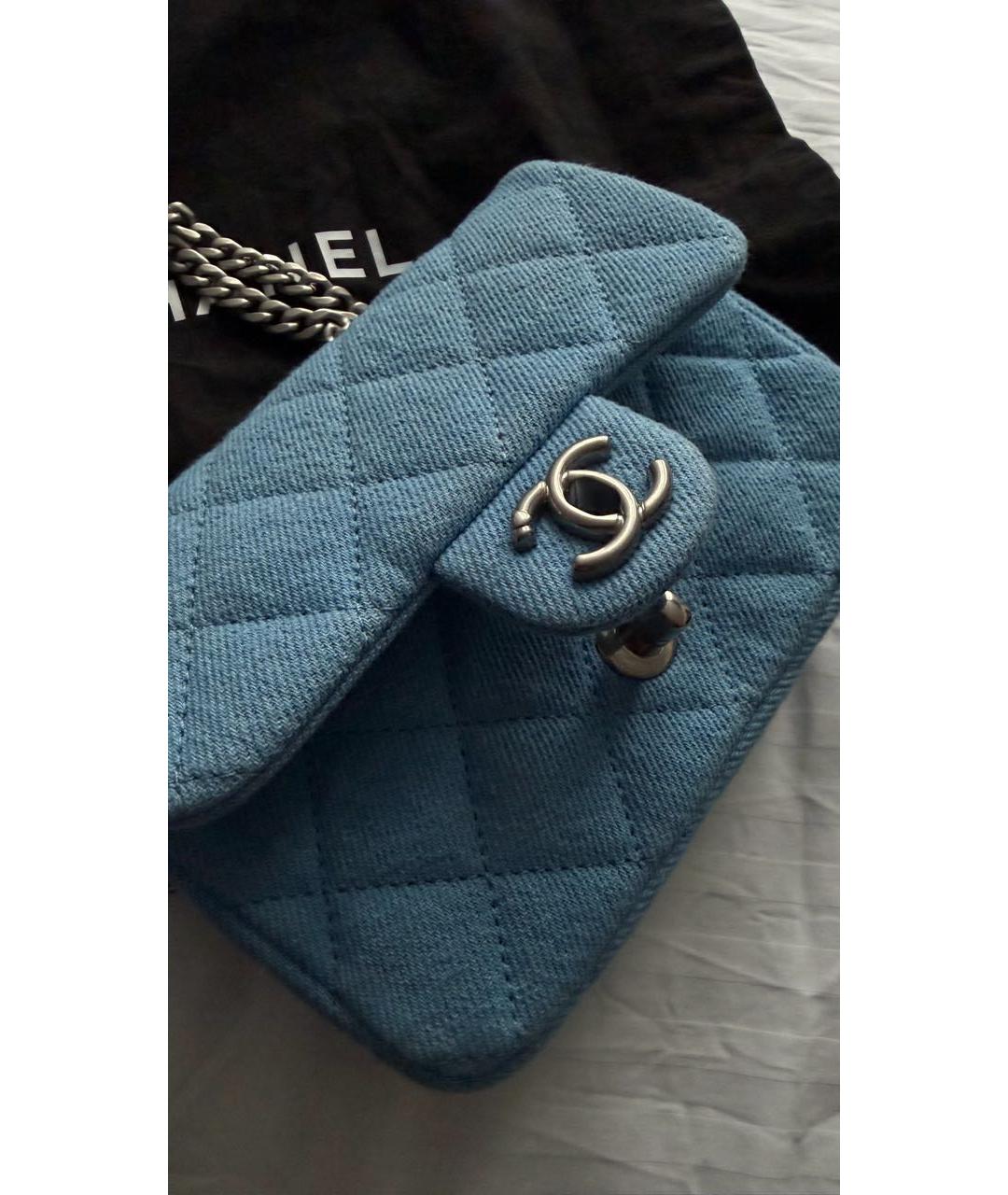 CHANEL Голубая деним сумка через плечо, фото 7