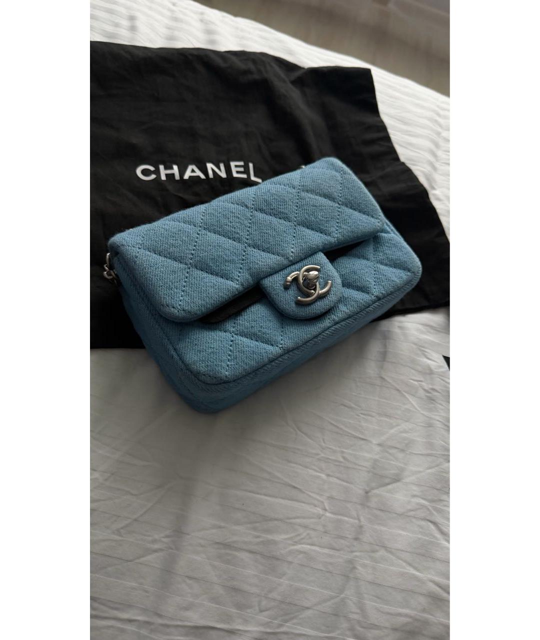 CHANEL Голубая деним сумка через плечо, фото 2