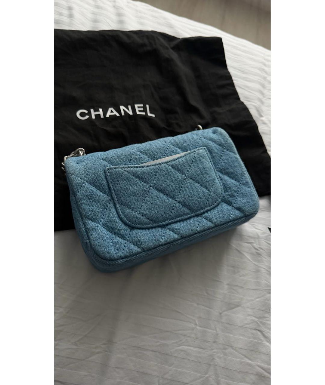 CHANEL Голубая деним сумка через плечо, фото 3