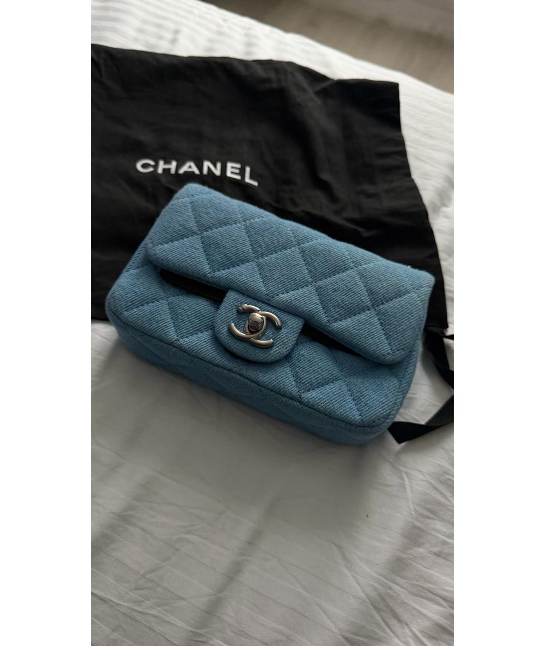 CHANEL Голубая деним сумка через плечо, фото 8