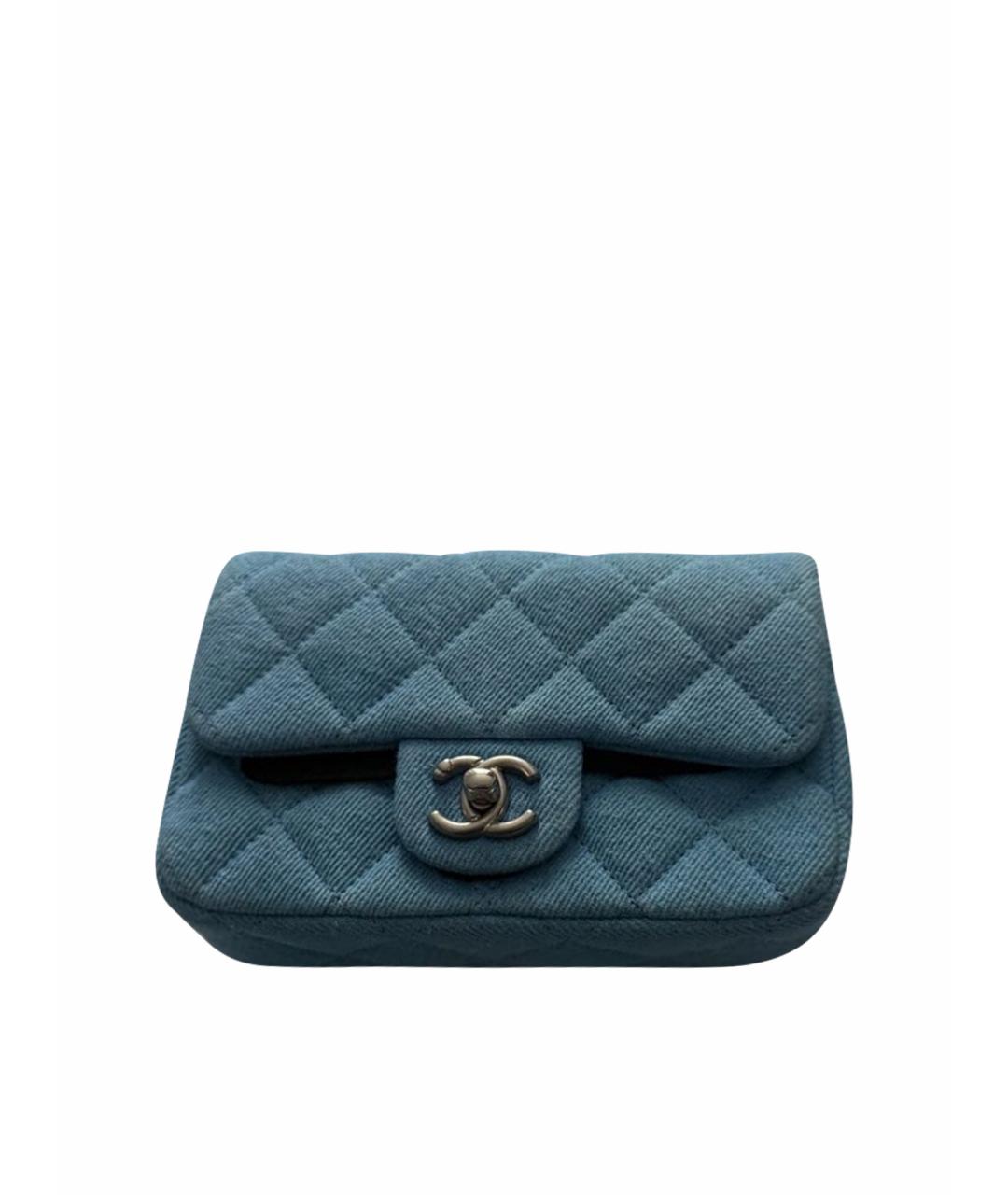 CHANEL Голубая деним сумка через плечо, фото 1