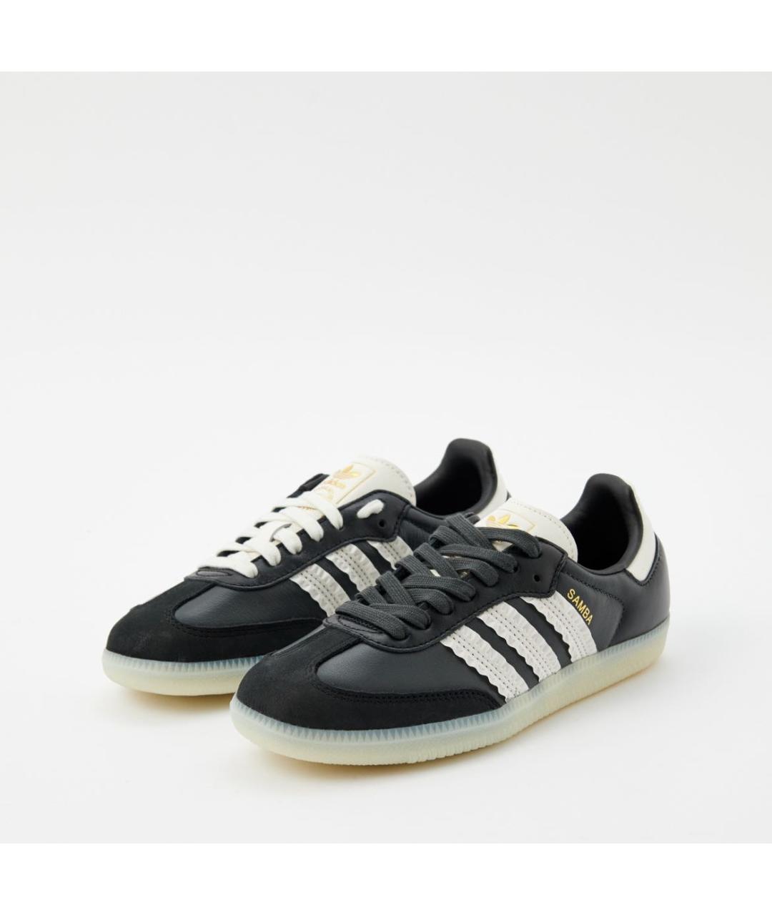 ADIDAS Черные кожаные кроссовки, фото 2