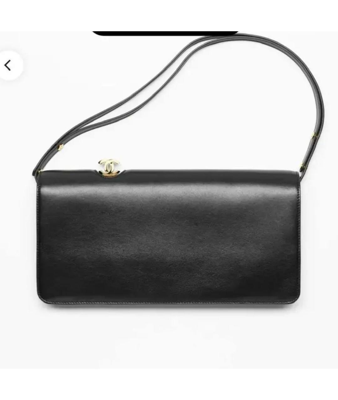 CHANEL Черная кожаная сумка с короткими ручками, фото 3