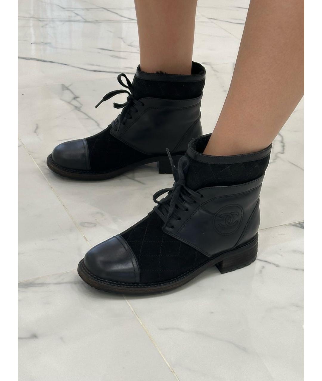CHANEL Черные кожаные ботинки, фото 4
