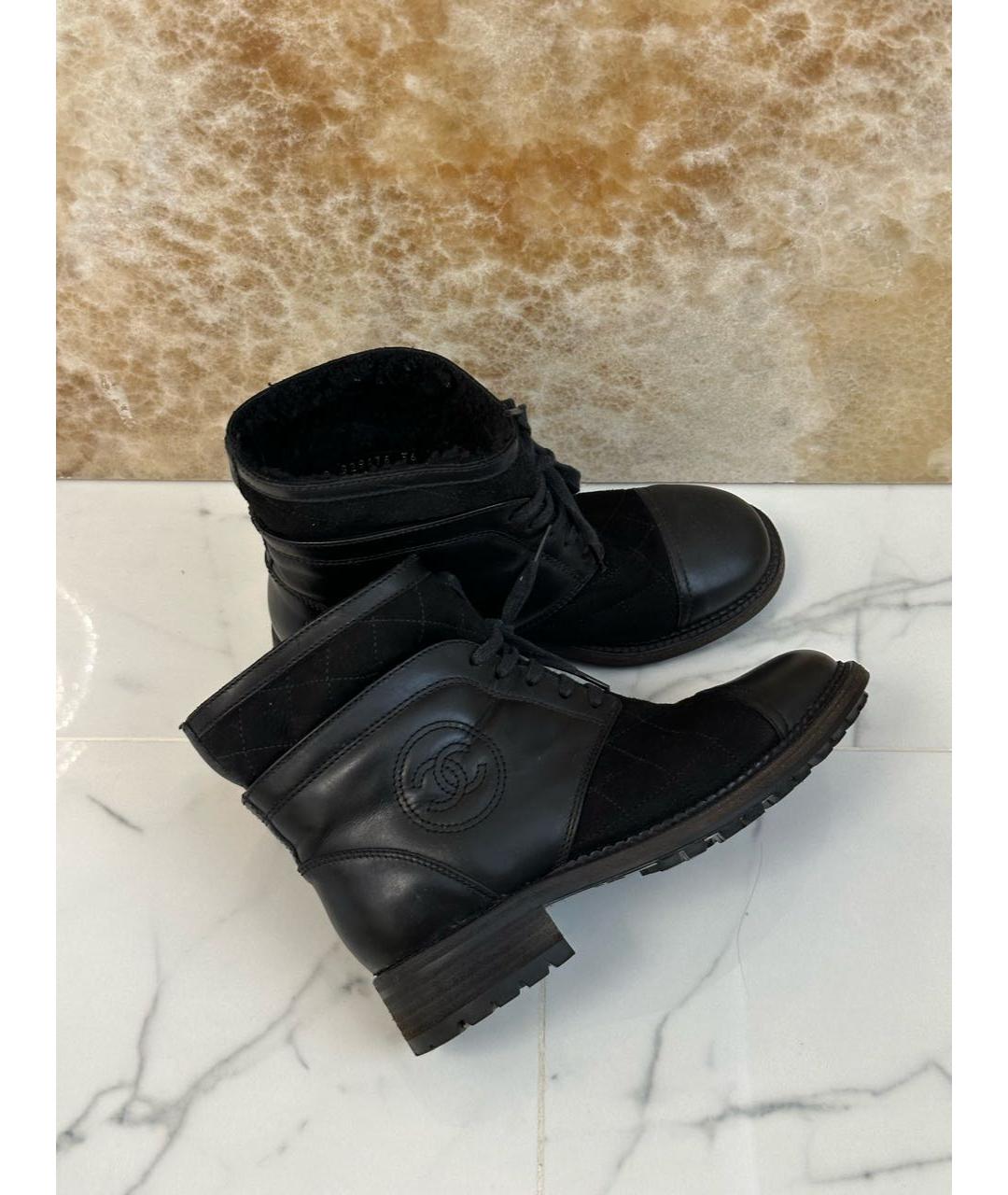 CHANEL Черные кожаные ботинки, фото 9