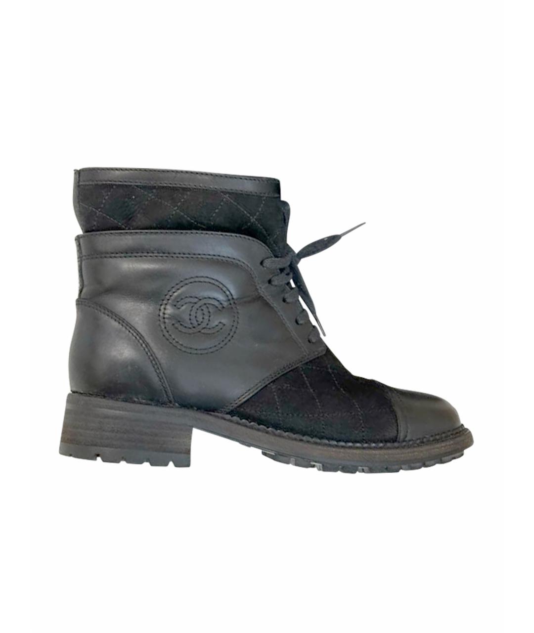 CHANEL Черные кожаные ботинки, фото 1