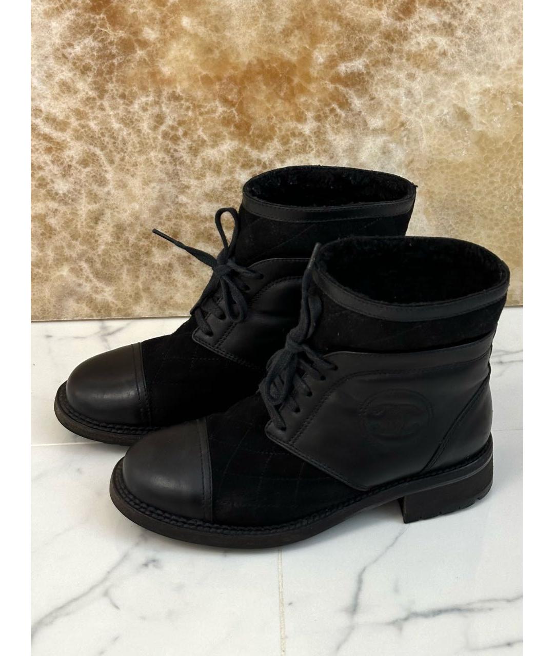 CHANEL Черные кожаные ботинки, фото 2