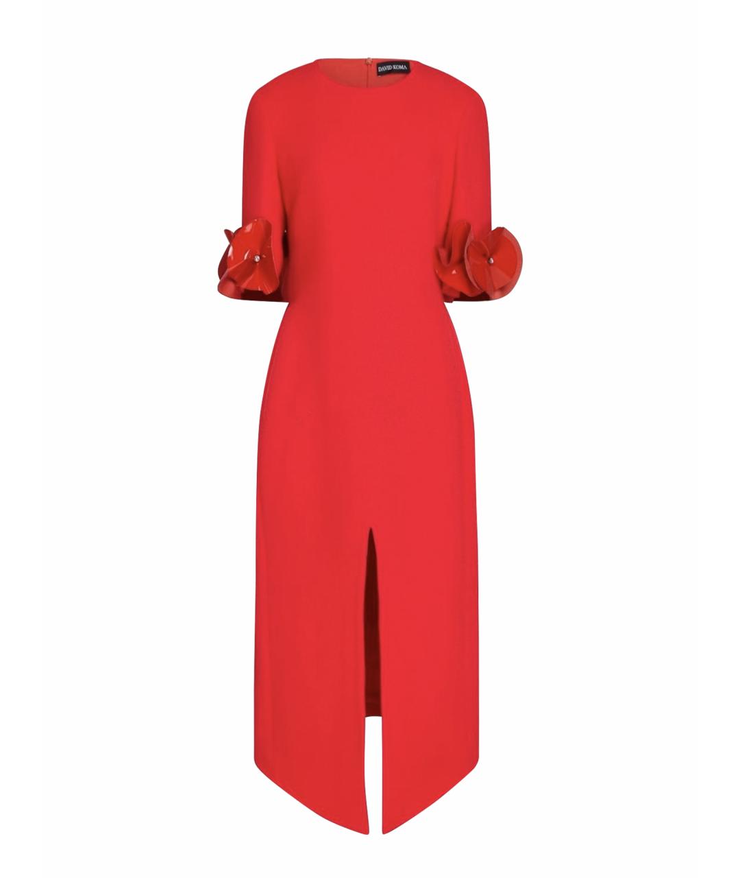 DAVID KOMA Красное шерстяное коктейльное платье, фото 1