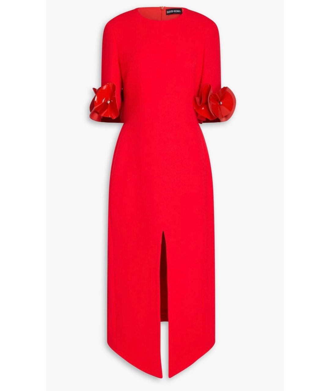 DAVID KOMA Красное шерстяное коктейльное платье, фото 4