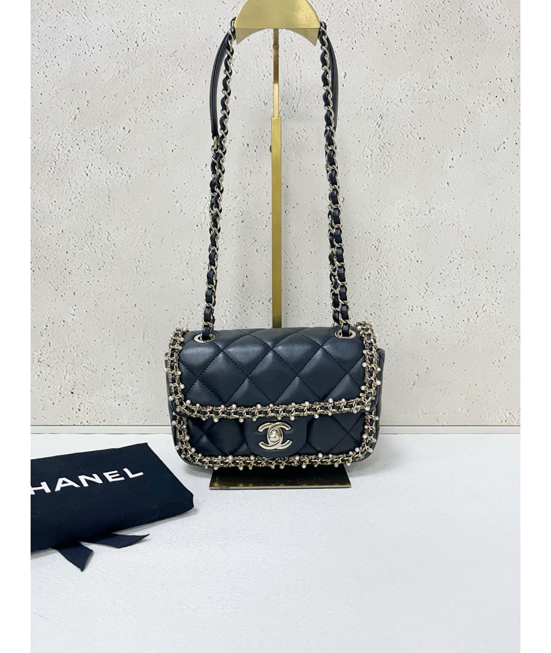 CHANEL Черная кожаная сумка через плечо, фото 7