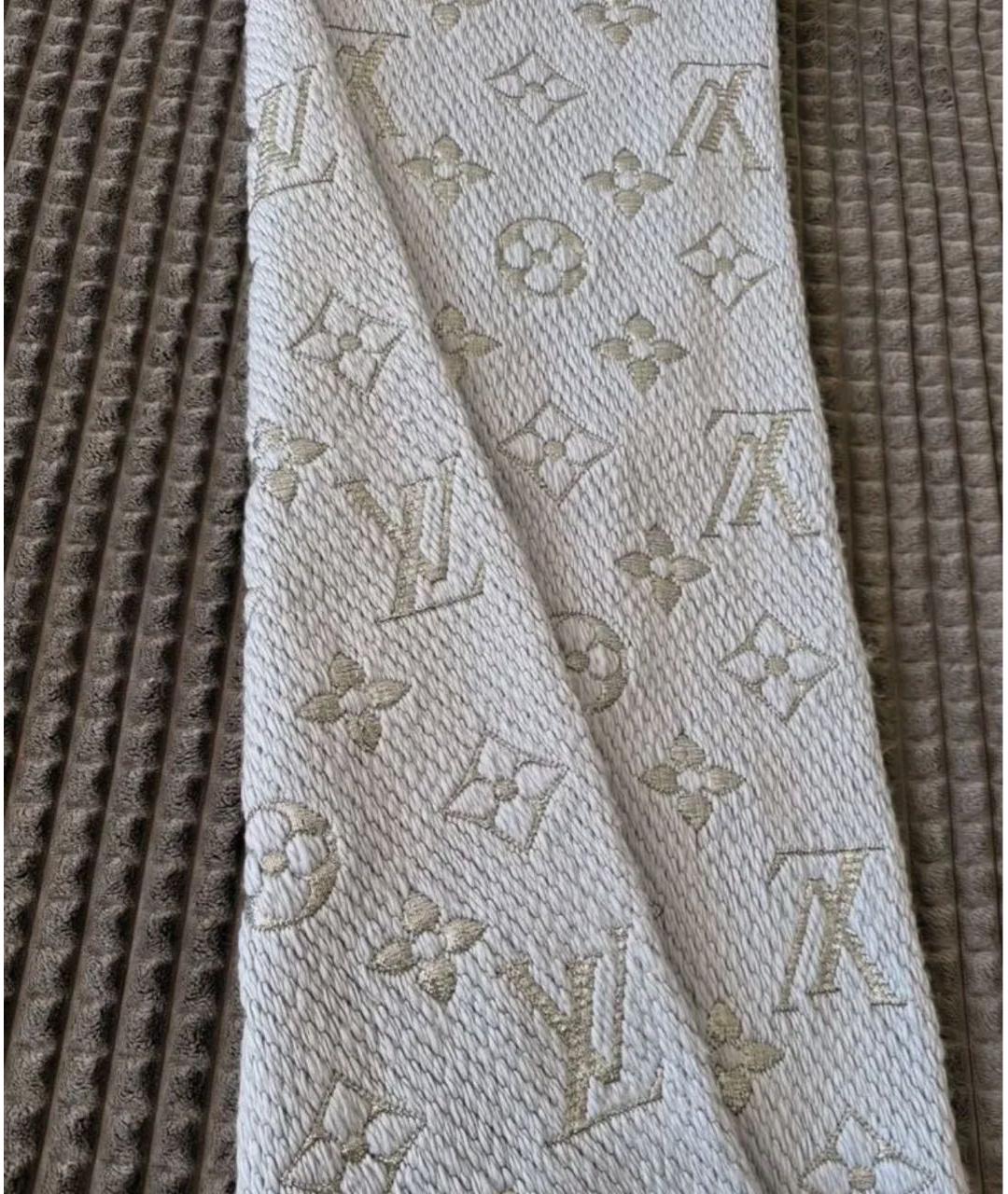 LOUIS VUITTON Серый шерстяной шарф, фото 4