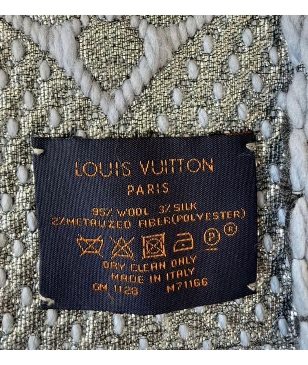 LOUIS VUITTON Серый шерстяной шарф, фото 7