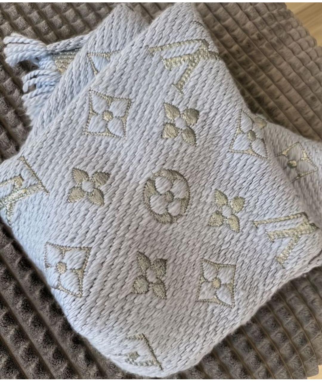 LOUIS VUITTON Серый шерстяной шарф, фото 2