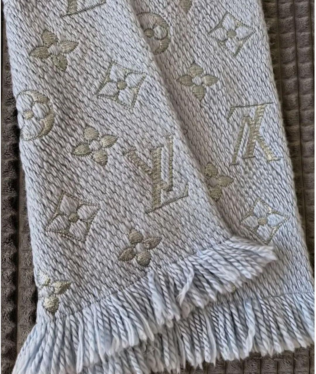 LOUIS VUITTON Серый шерстяной шарф, фото 6