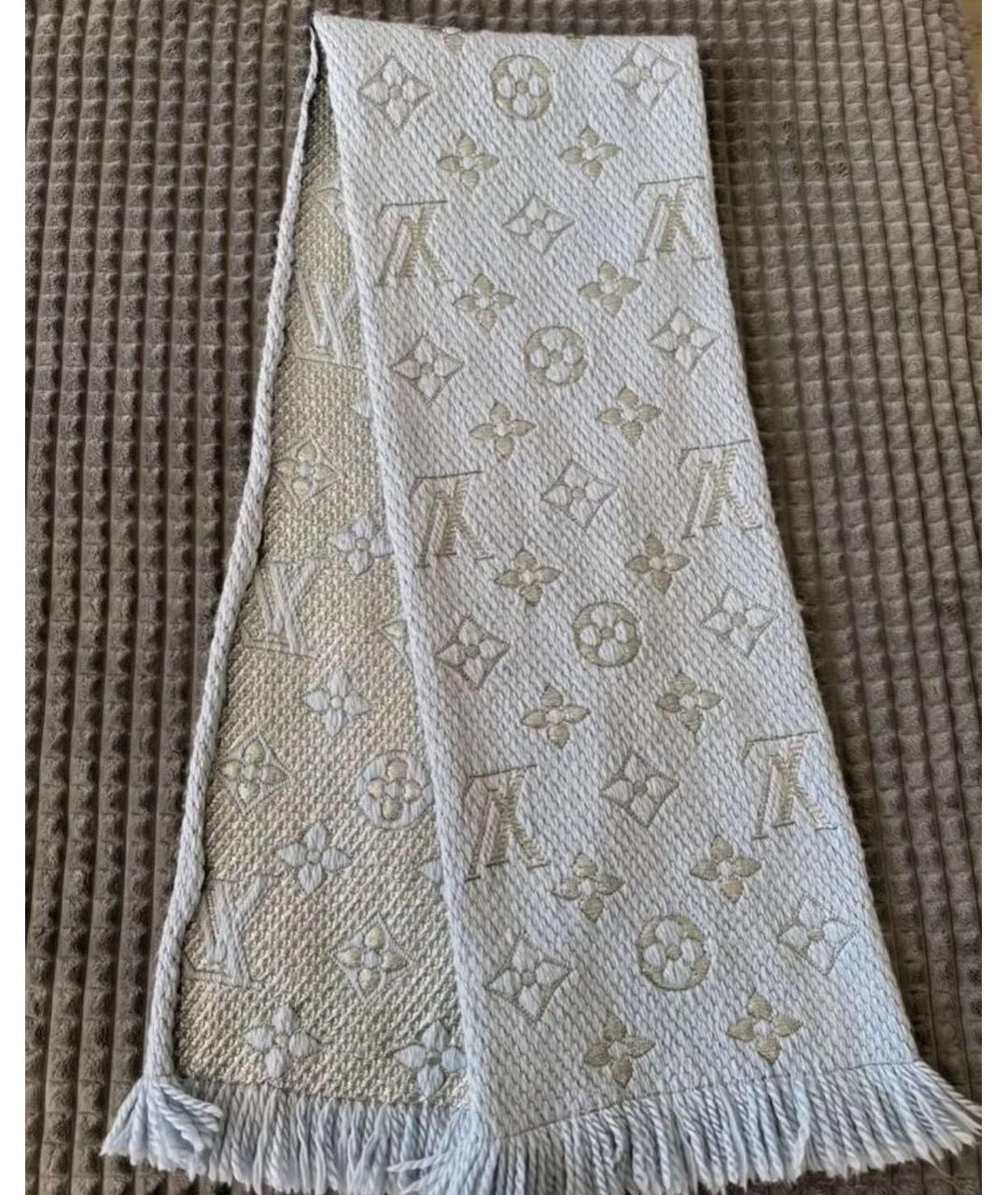 LOUIS VUITTON Серый шерстяной шарф, фото 8