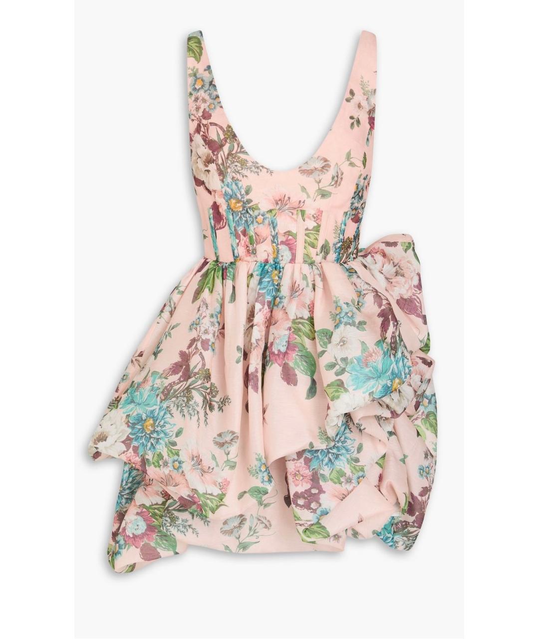 ZIMMERMANN Розовое льняное коктейльное платье, фото 4