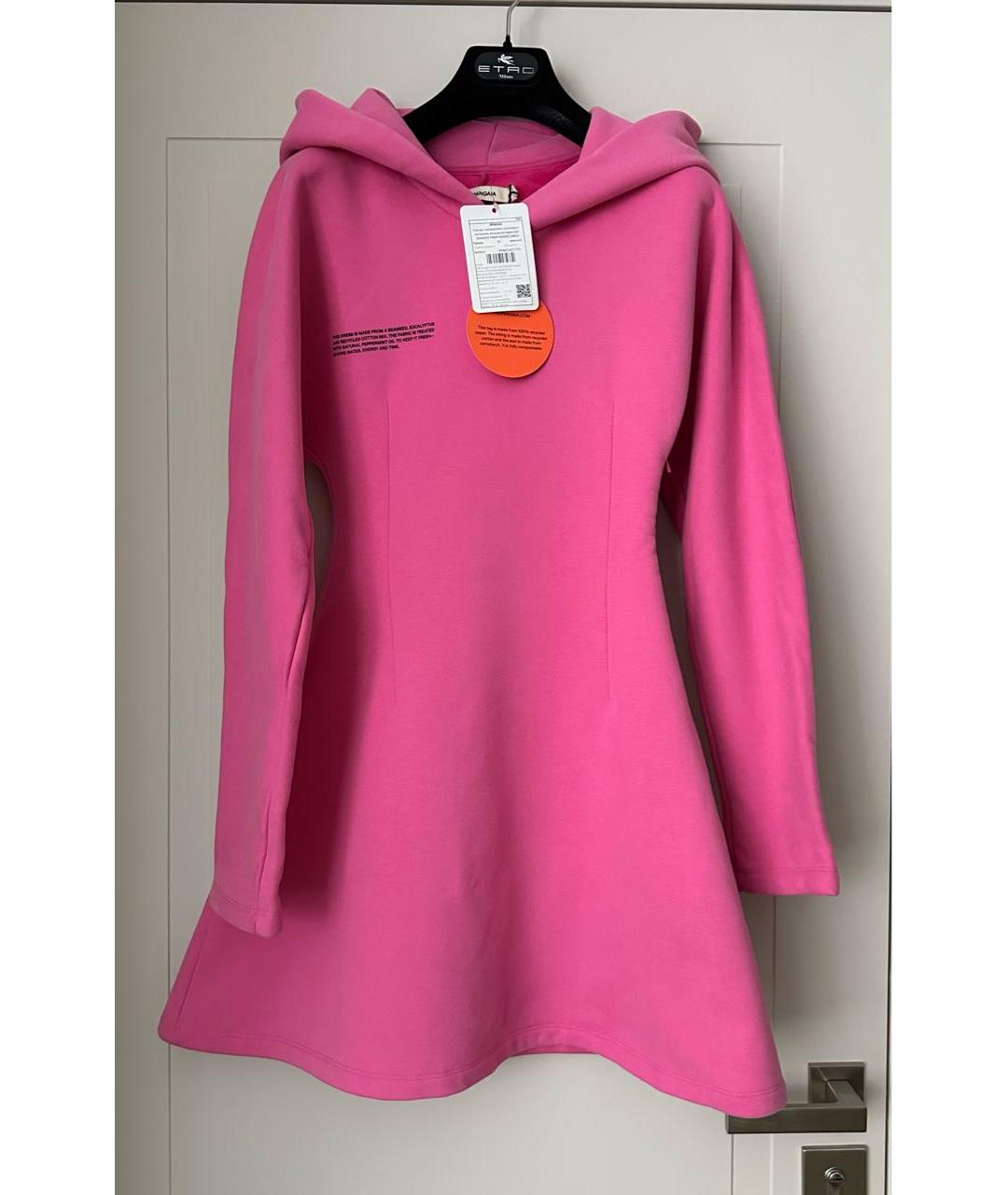 THE PANGAIA Розовое хлопковое повседневное платье, фото 6