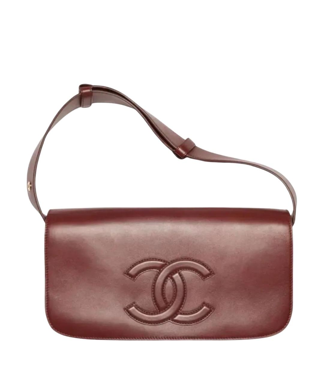 CHANEL Бордовая кожаная сумка через плечо, фото 1