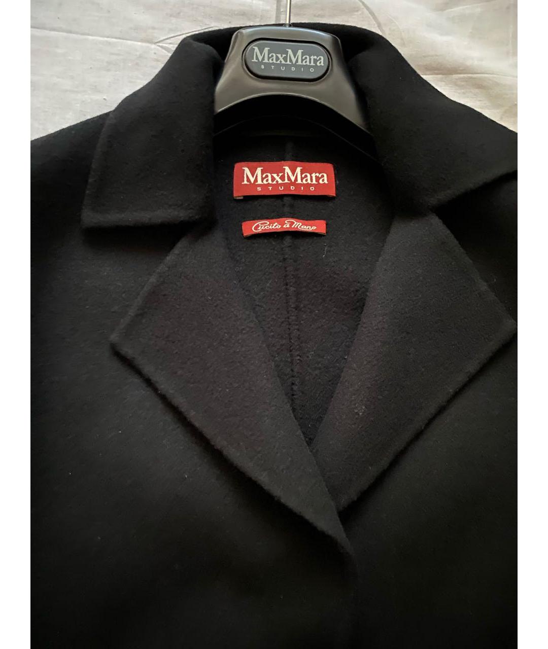 MAX MARA STUDIO Черное шерстяное пальто, фото 3