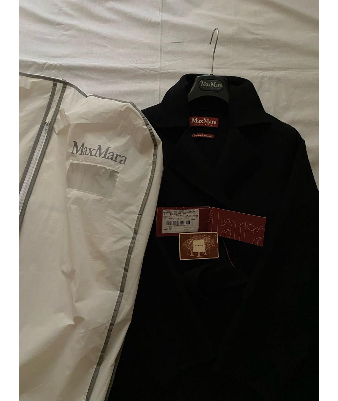 MAX MARA STUDIO Черное шерстяное пальто, фото 4