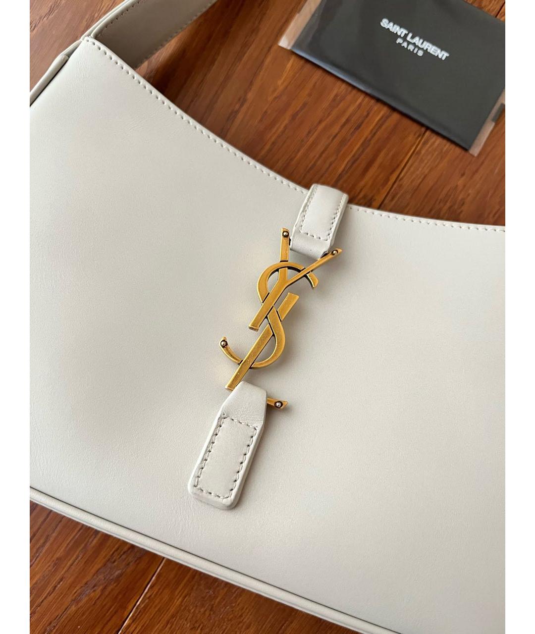 SAINT LAURENT Белая кожаная сумка с короткими ручками, фото 3