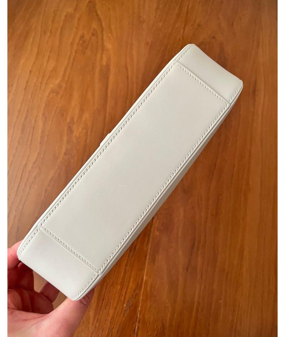 SAINT LAURENT Белая кожаная сумка с короткими ручками, фото 5