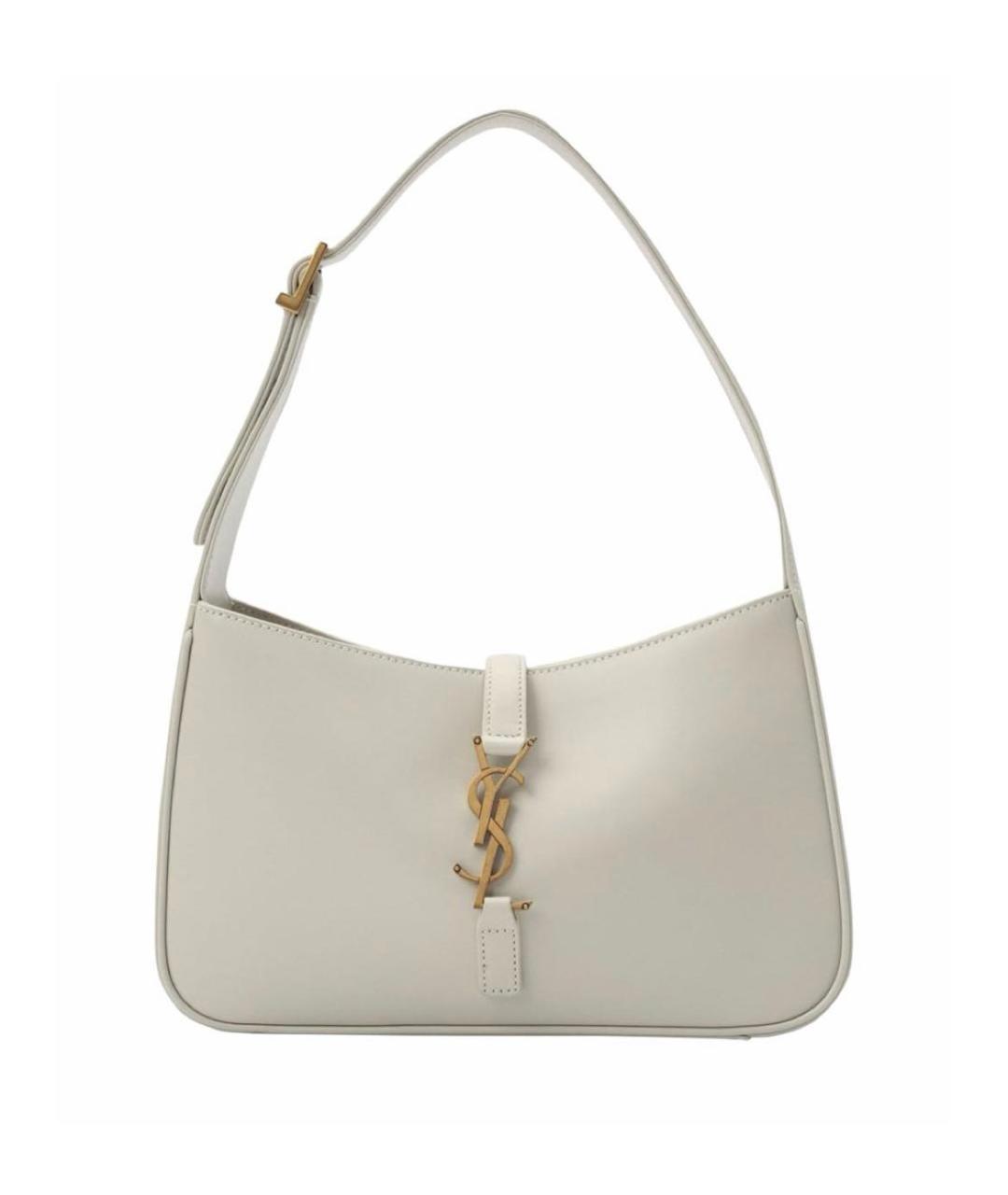 SAINT LAURENT Белая кожаная сумка с короткими ручками, фото 9