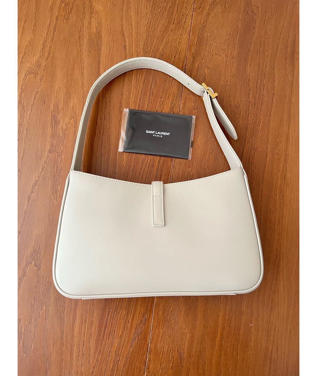 SAINT LAURENT Белая кожаная сумка с короткими ручками, фото 4