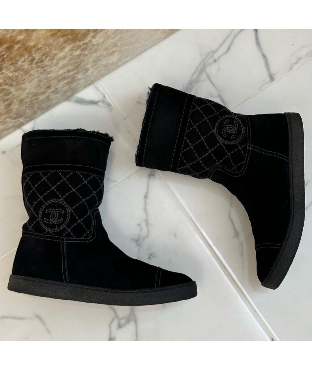 CHANEL Черные замшевые полусапоги, фото 5