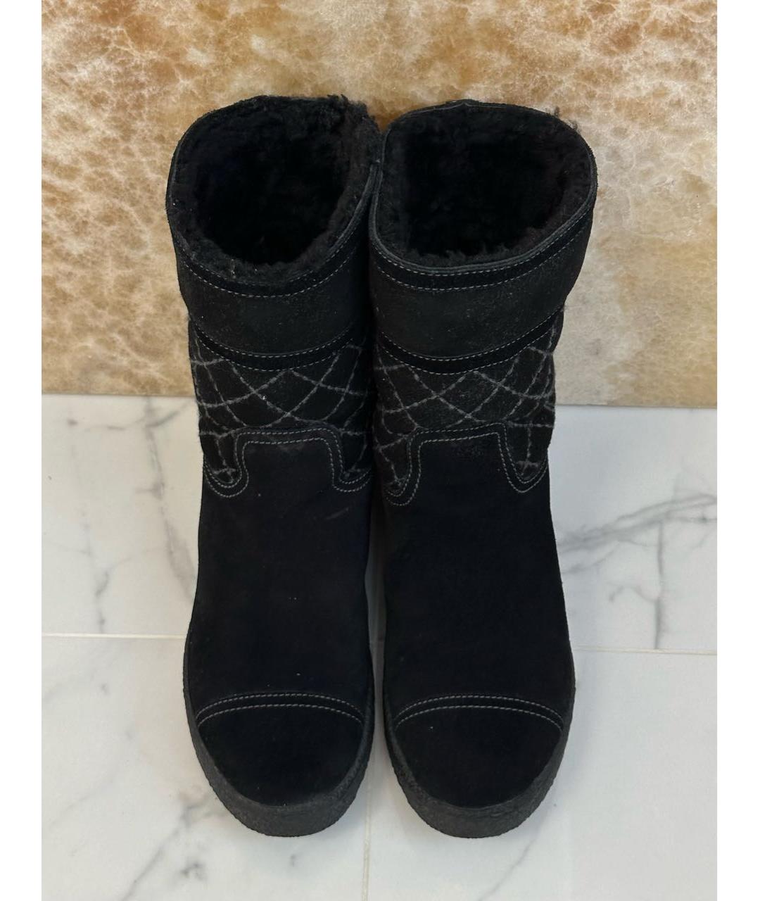 CHANEL Черные замшевые полусапоги, фото 4